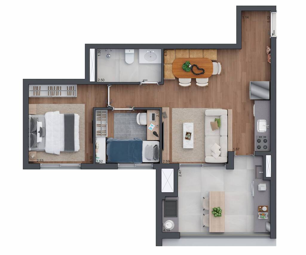 Zeit Brooklin: 2 dorm 60m²
