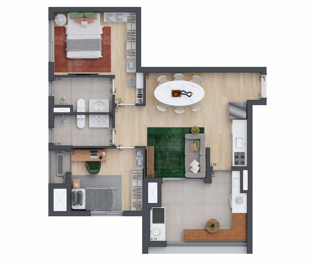 Zeit Brooklin: 2 dorm 72m²