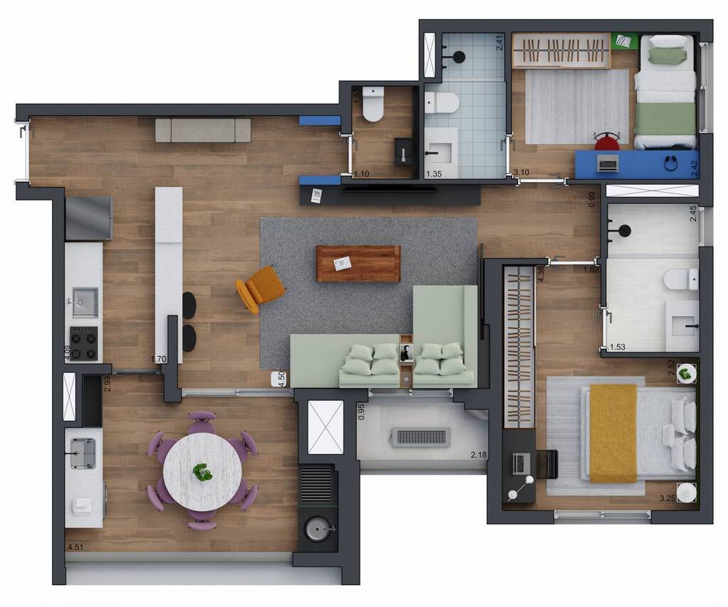 Zeit Brooklin: 2 dorm 86m² opção