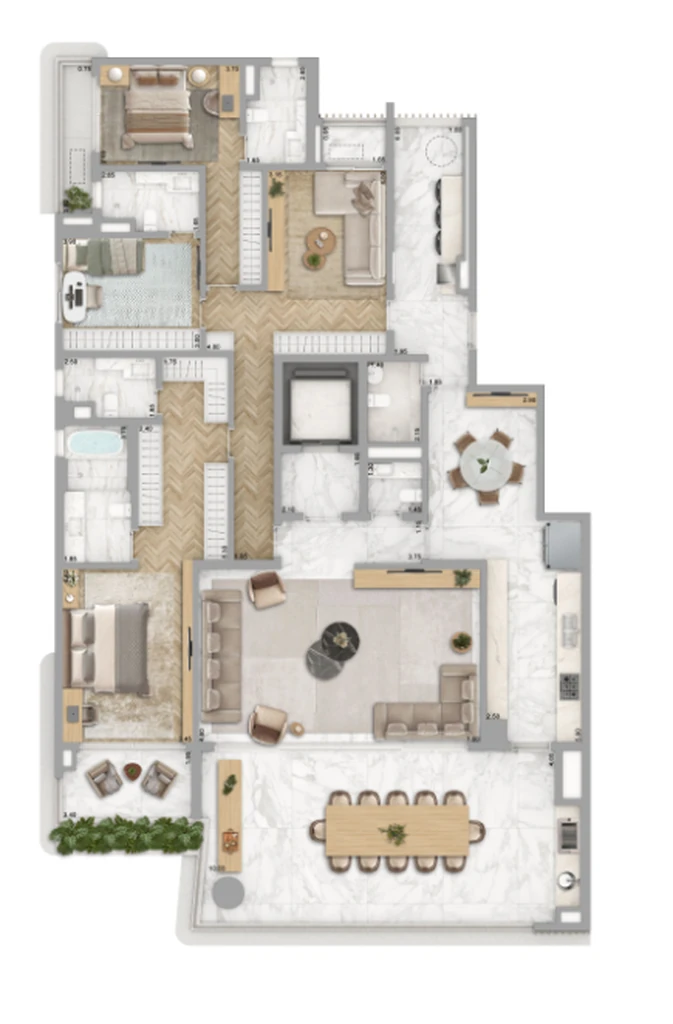 Zen Cyrela e Yoo: 3 dorm 277m² opção 1