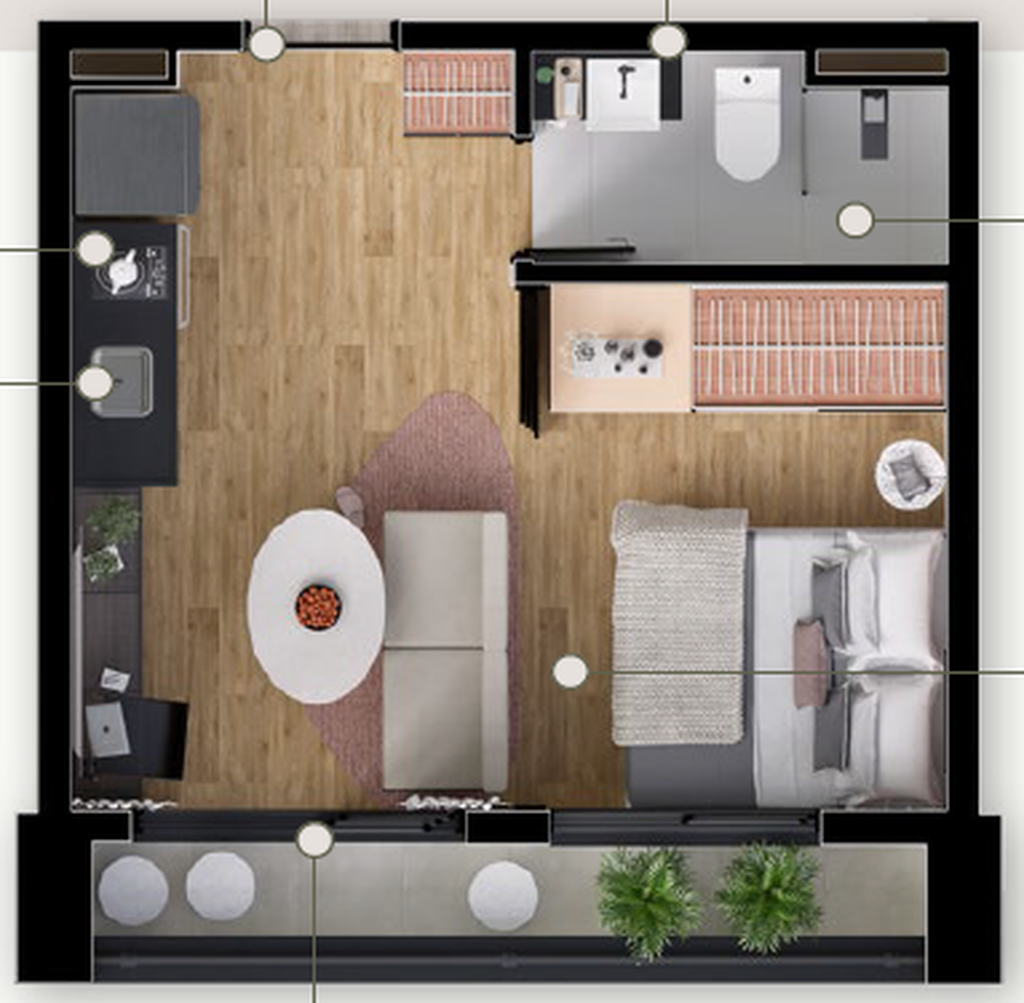 Zenion: 1 dorm 28m² studio opção