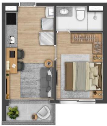 Zip Brooklin: 1 dorm 30m²
